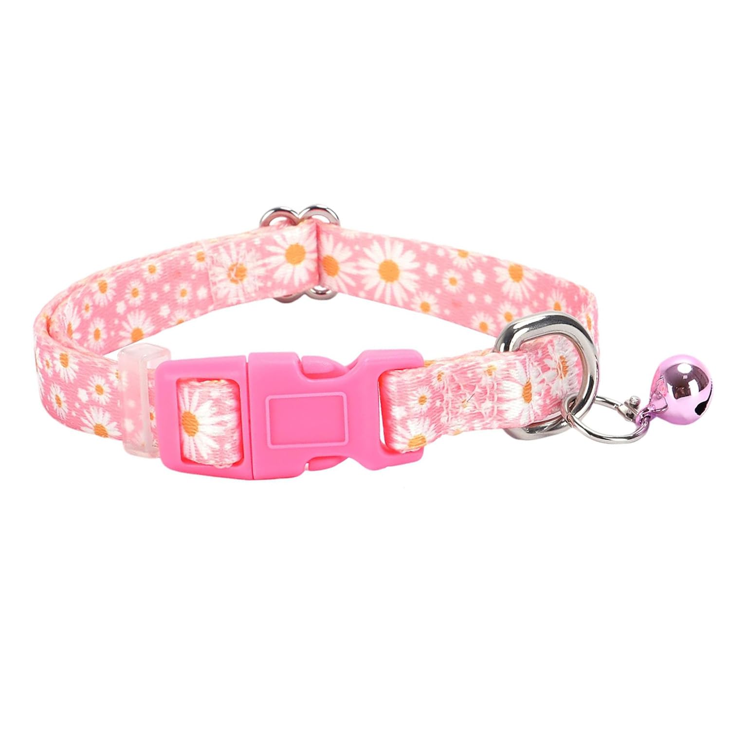 Pink Daisy Dog Collar with Bell,XS XXS Kitten Collars Girls with Buckle