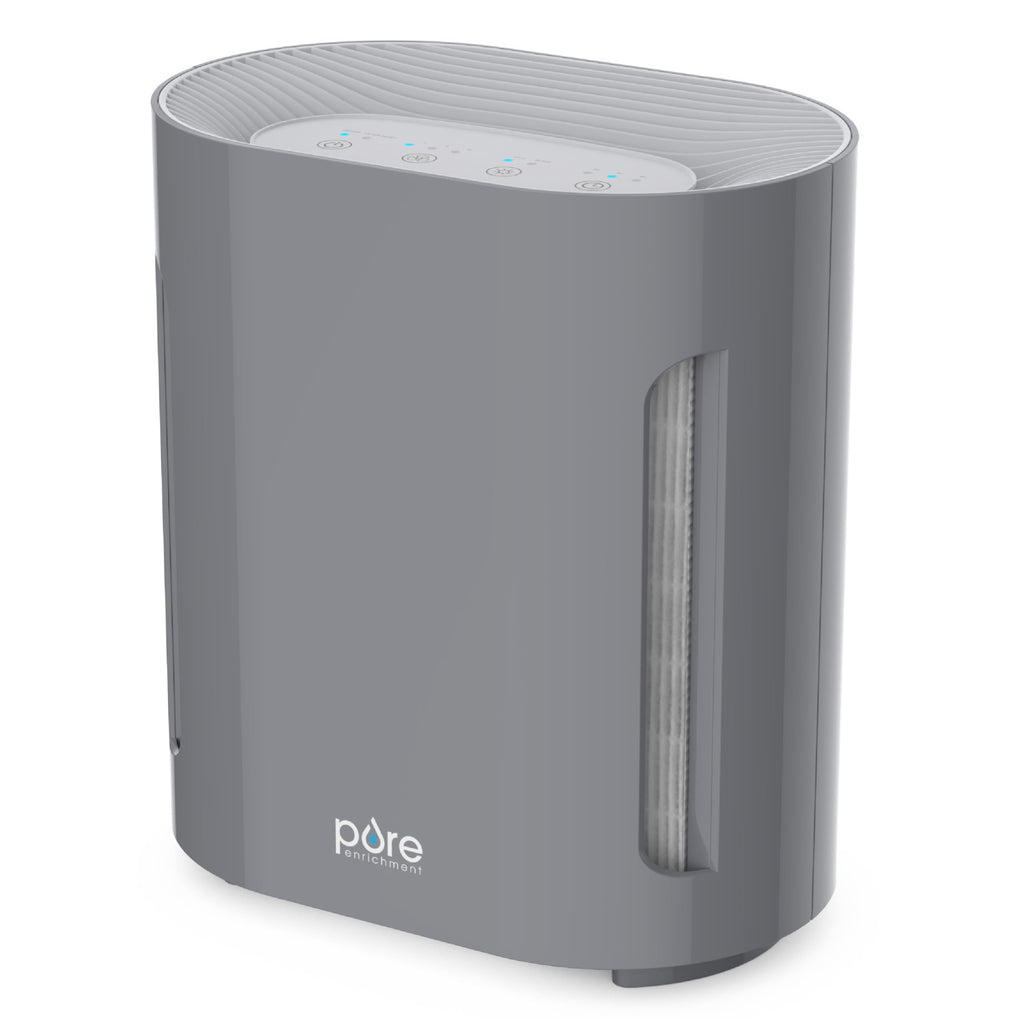 Pure Enrichment PureZone Air Purifier for Bedroom & Living Room, 4-Stage Filtration & UV-C Light, H13 HEPA Filter Helps Remove Bacteria, Pet Hair Dander, Allergens, Germs, Smoke, Dust (Gray)