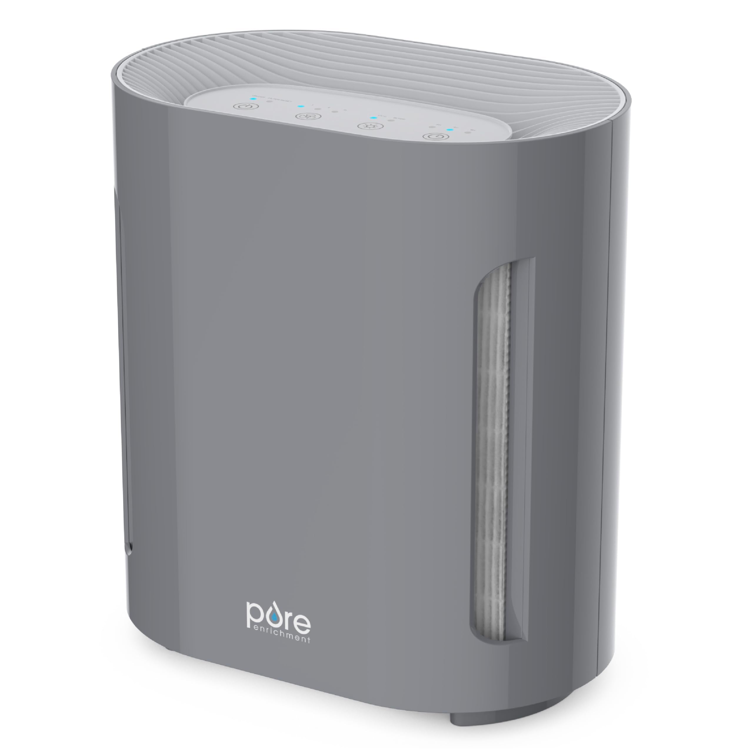 Pure Enrichment PureZone Air Purifier for Bedroom & Living Room, 4-Stage Filtration & UV-C Light, H13 HEPA Filter Helps Remove Bacteria, Pet Hair Dander, Allergens, Germs, Smoke, Dust (Gray)