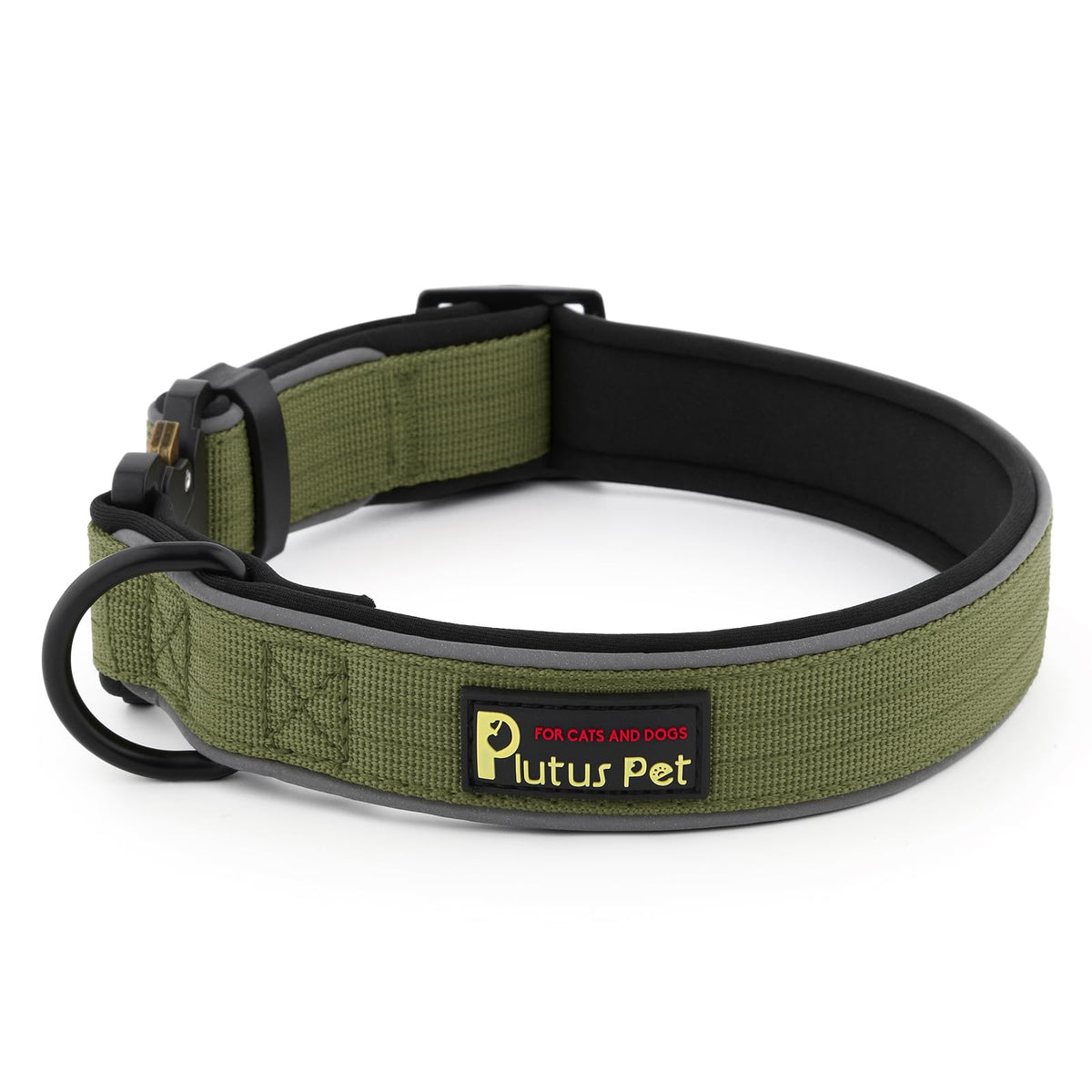 Plutus Pet Tactical Dog Collar, Reflective, for Small Medium Large Dogs