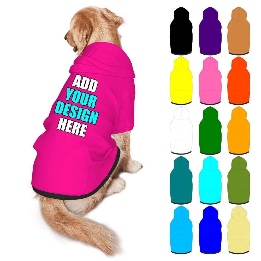 Mynvzrk Custom Dog Clothes with Photo Name Logo Personalized Dog Sweaters for Small Medium Large Dogs Breathable Warm, Gold, L