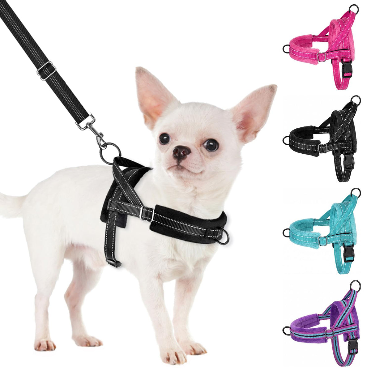 SlowTon No Pull Small Dog Harness and Leash Set with Front Clip
