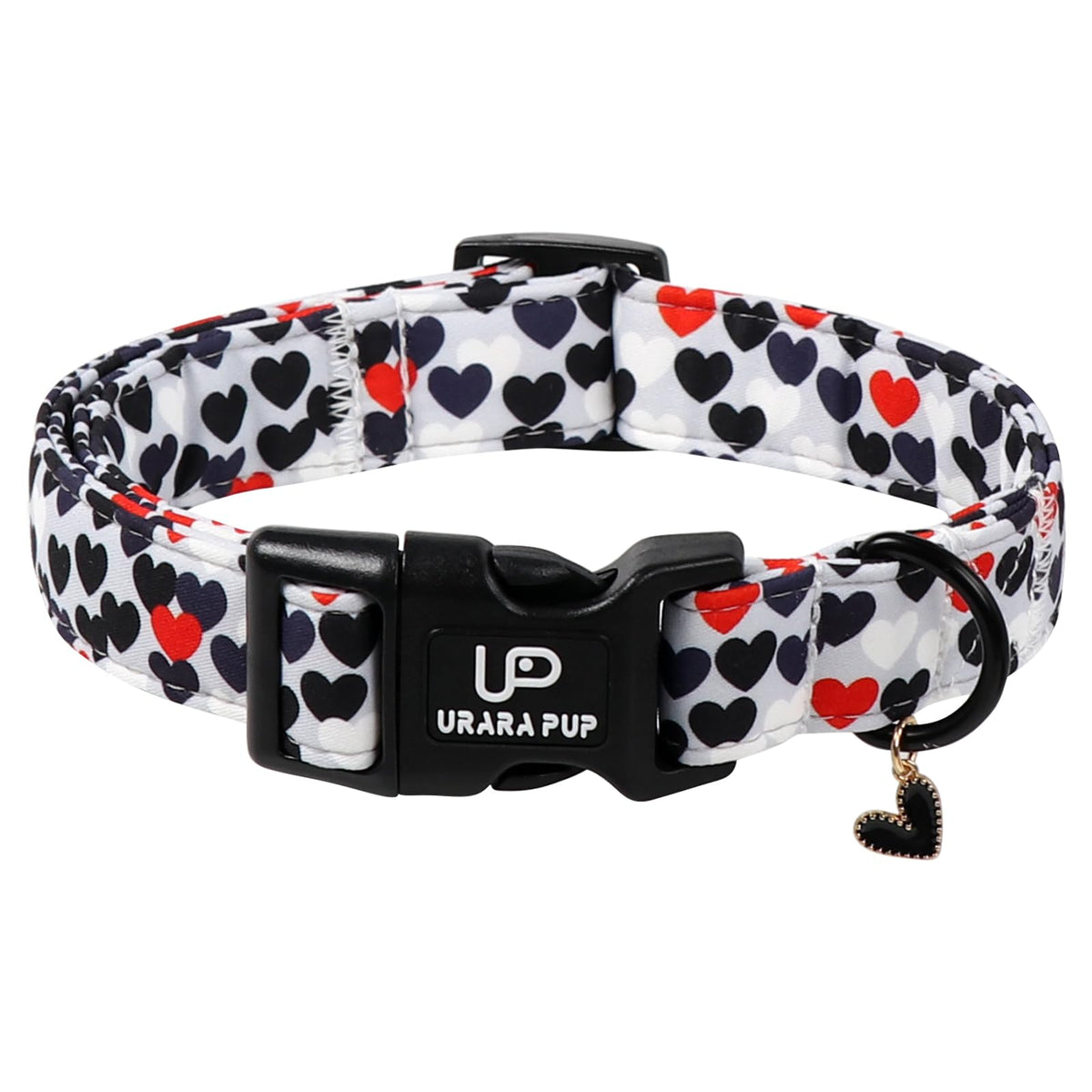 Valentine's Dog Collar, UP URARA PUP Pink Heart Adjustable Pet Collar with Bowknot Charm, Wedding Dog Accessories for Small Medium Large Dogs