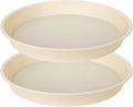 2 Pack of 18 19 inch Plant Saucer Drip Tray (16.6 inch Base), Heavy Duty Deep Plant Saucers for Pots, Plastic Flower Planter Water Trays for Indoors Outdoor (19", Beige)