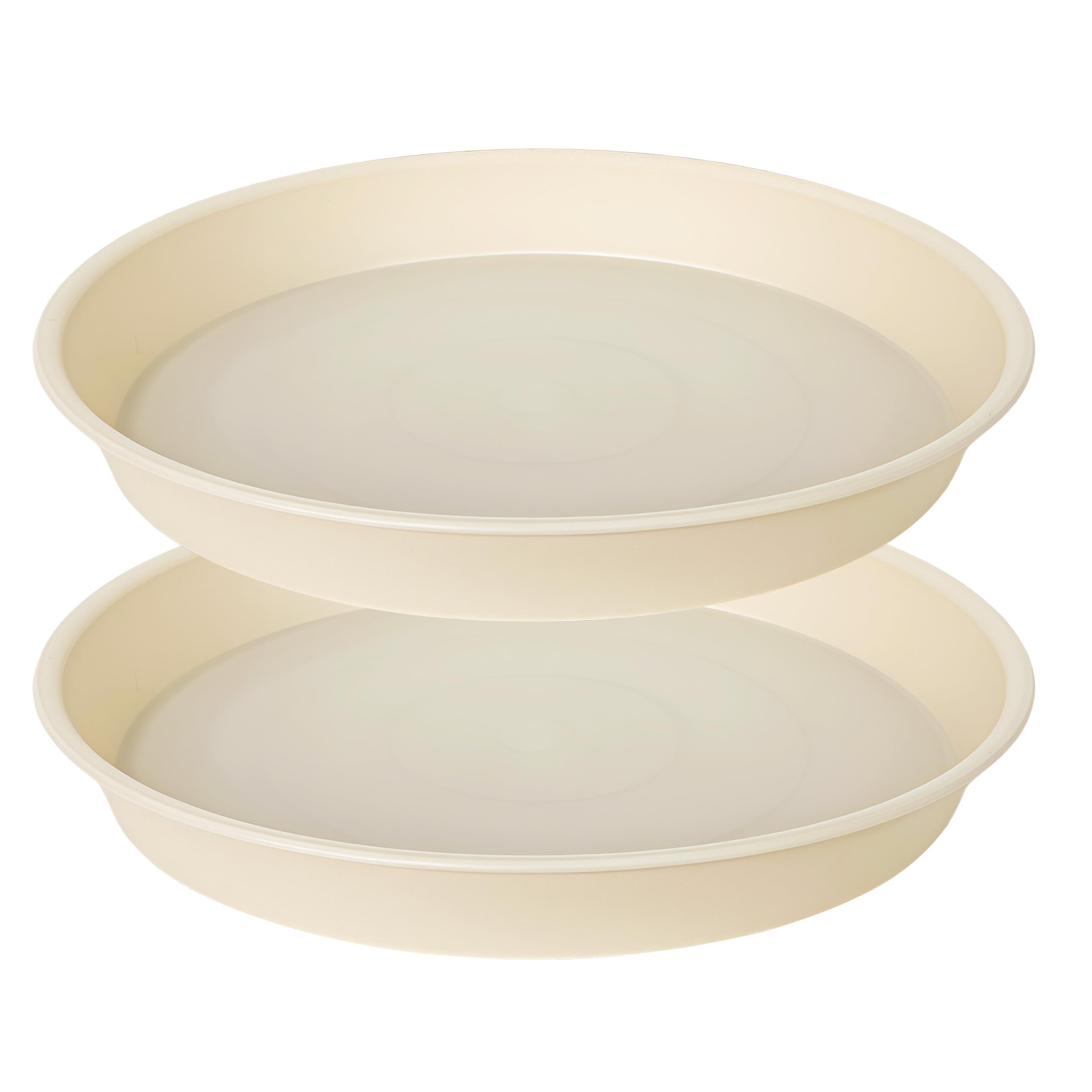 Bleuhome 2 Pack of 16 17 inch Plant Saucer (15 inch Base), 2.3" Depth, Plant Trays for Pots, Plastic Plant Saucers for Indoors, Bird Bath Bowls, Flower Pot Drip Trays for Planter (17", Beige)