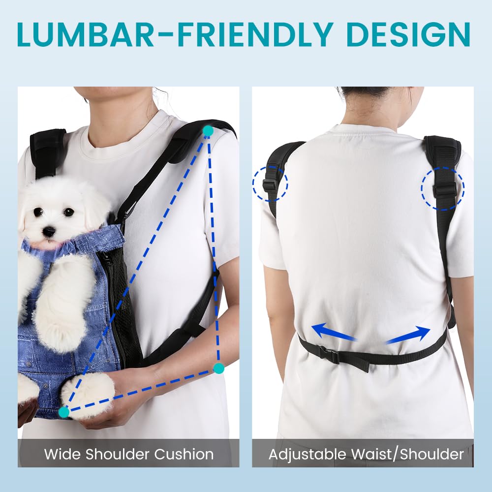 Mosago Dog Backpack Carrier, Front Chest Carrier for Small Dogs, Blue, L