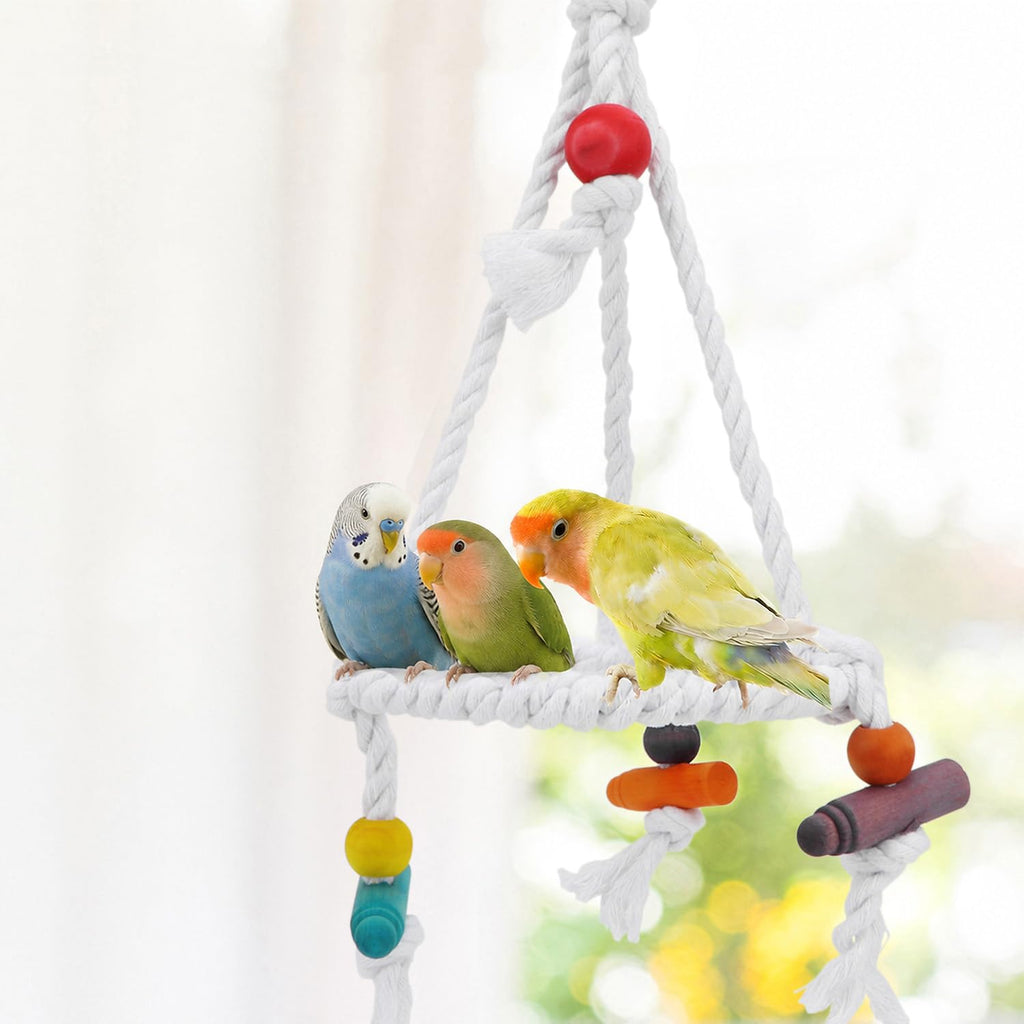 Hypeety Bird Swing Multi Birds Cotton Rope Round Hanging Hammock Perch Toy