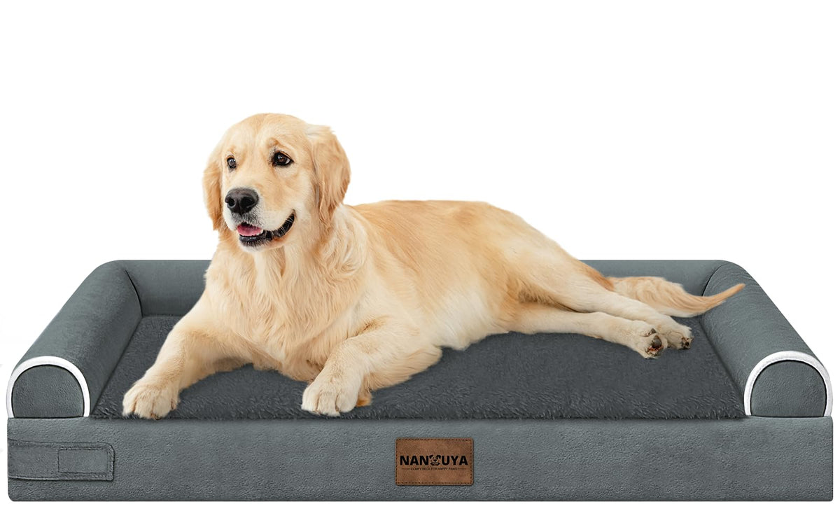 NANUYA Orthopedic Dog Bed for Jumbo Dogs, 48 x 33 Inch, Light Grey