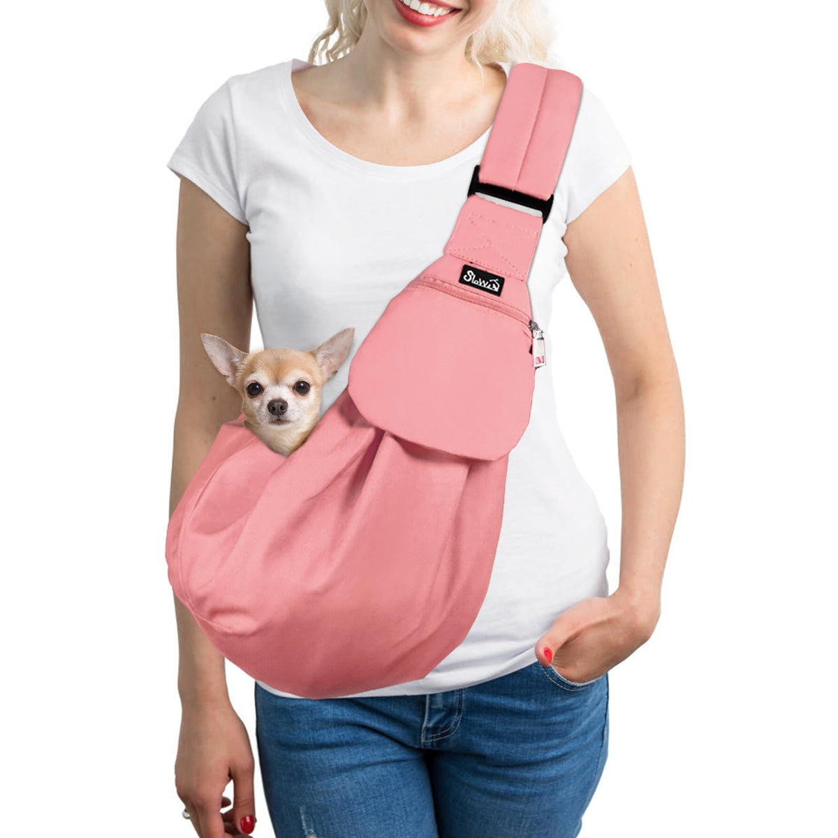 SlowTon Dog Carrier Sling - Thick Padded Shoulder Strap Adjustable, DGY S