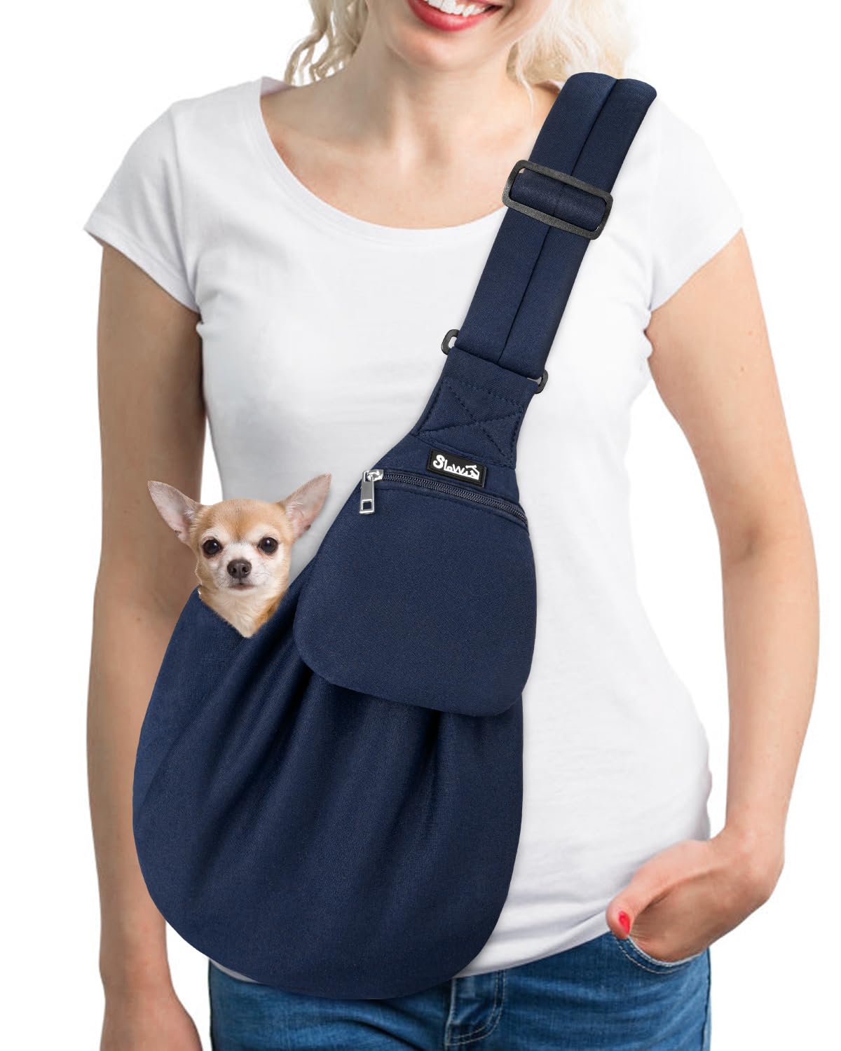 SlowTon Dog Carrier Sling - Thick Padded Shoulder Strap Adjustable, DGY S
