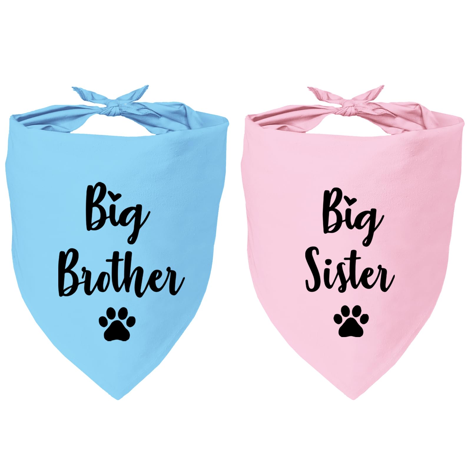 Big Sister and Big Brother Pet Dog Bandana, Triangle Scarf for Small Medium Large Dogs, Baby Announcement Gender Reveal Photo Prop Pet Scarf for Dog Lover, 2 Packs