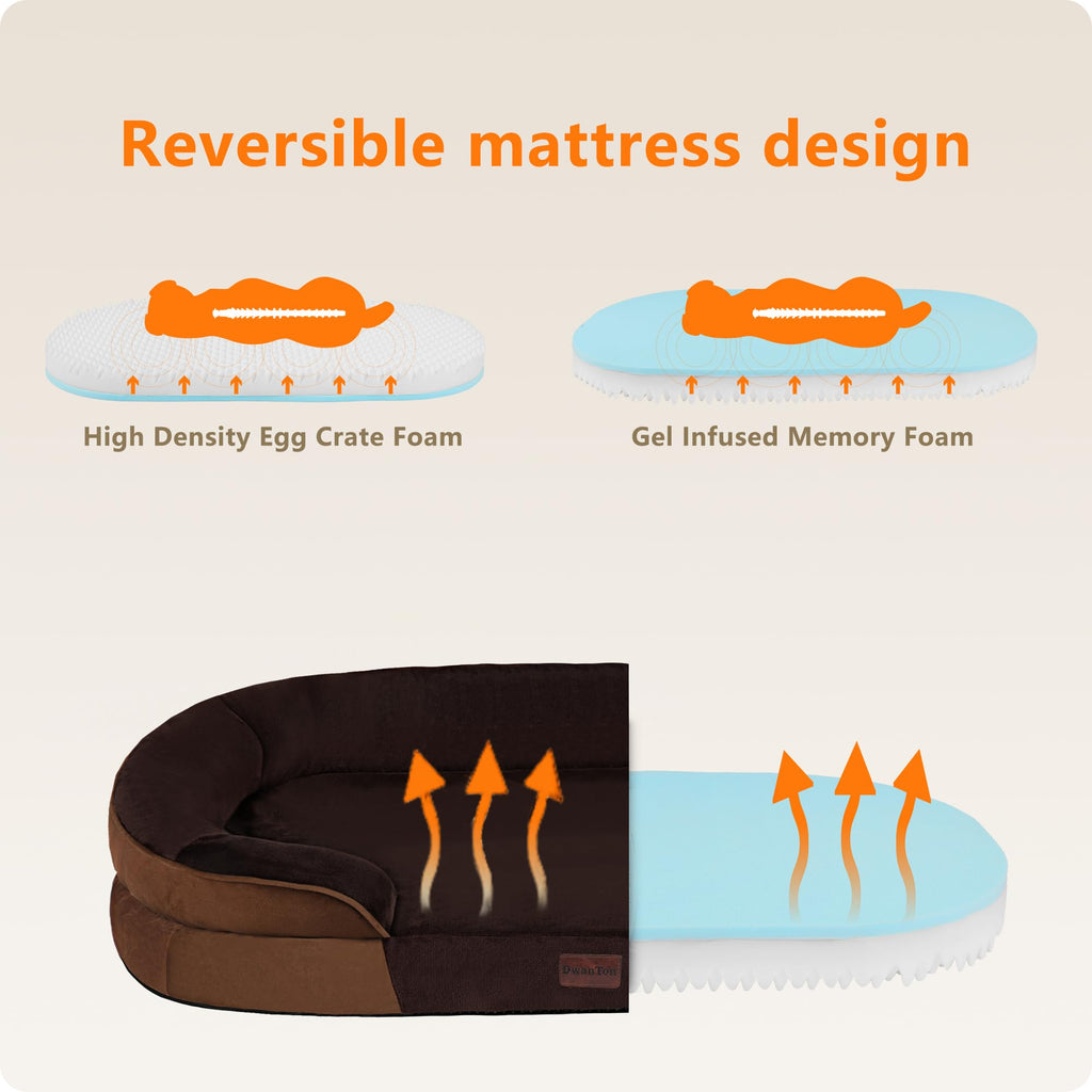 Dwanton Orthopedic Waterproof X-Large Dog Bed Sofa, Gel Memory Foam, 45"