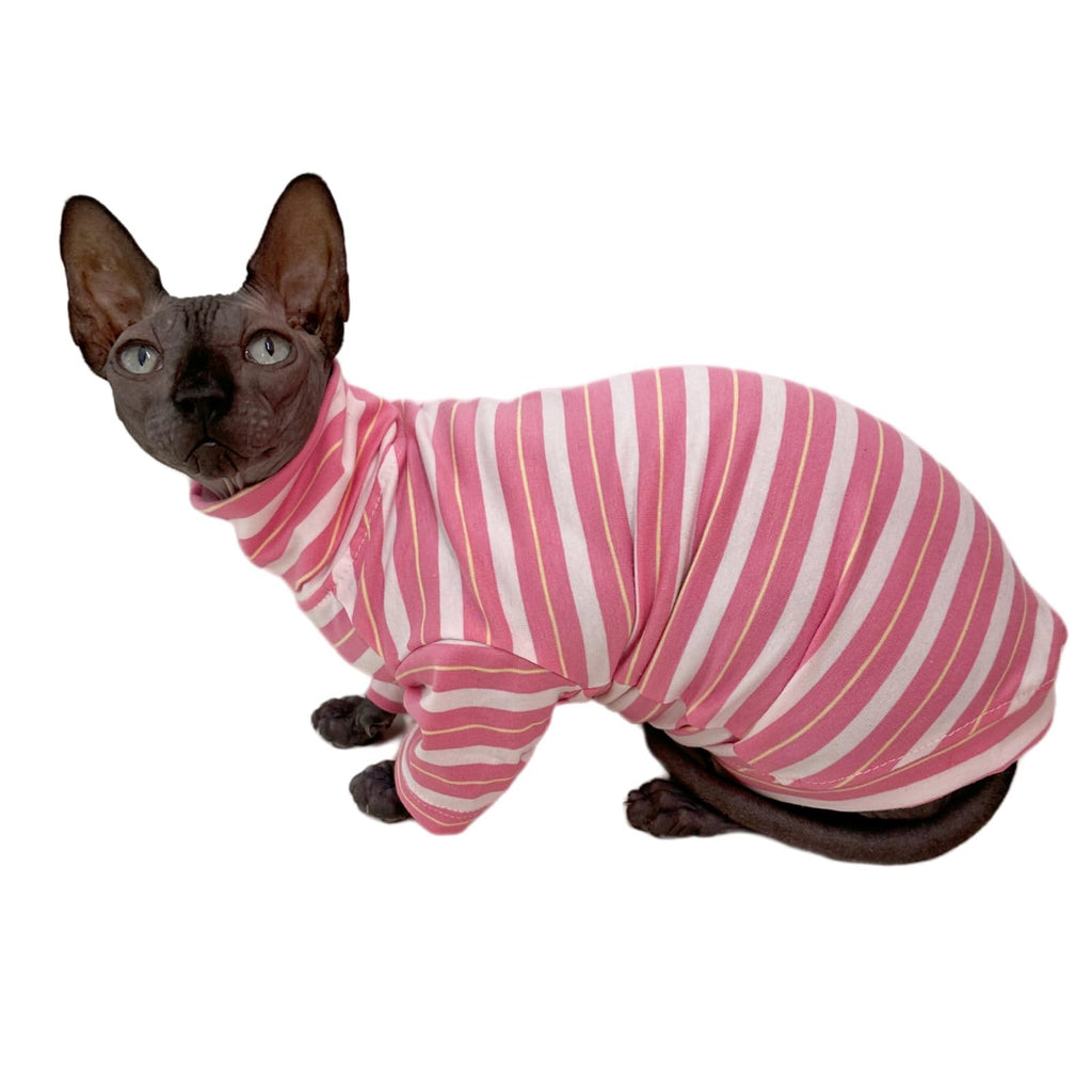 Vintage Stripes Sphynx Hairless Cats Turtleneck Shirt Cotton for Sphinx Cat