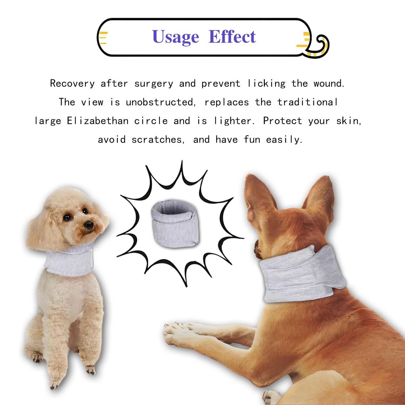 Cat Cone Collar for Pet with Spinal IVDD Issues After Surgery Recovery, Adjustable Cat Neck Brace Elizabethan Collar, Neck Cervical Cone to Stop Licking for Small Medium Dog Puppy Kitten (Grey, S)