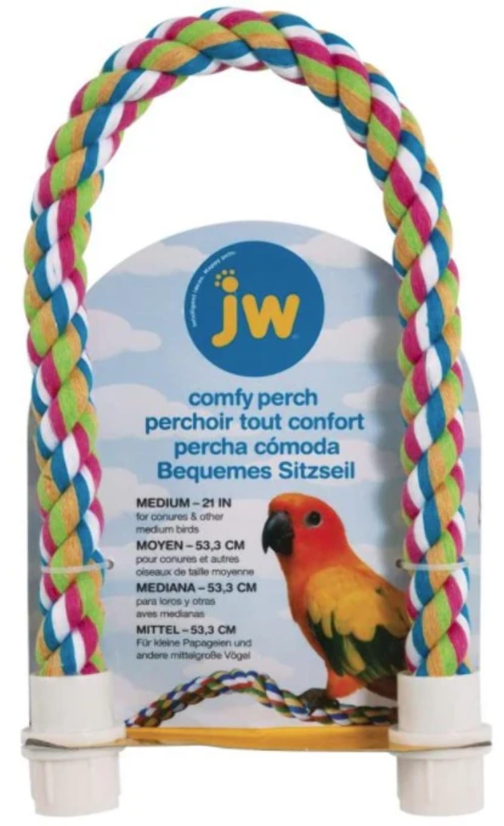 JW Pet Comfy Perch For Birds Flexible Multi-color Rope, Large - 21" Length
