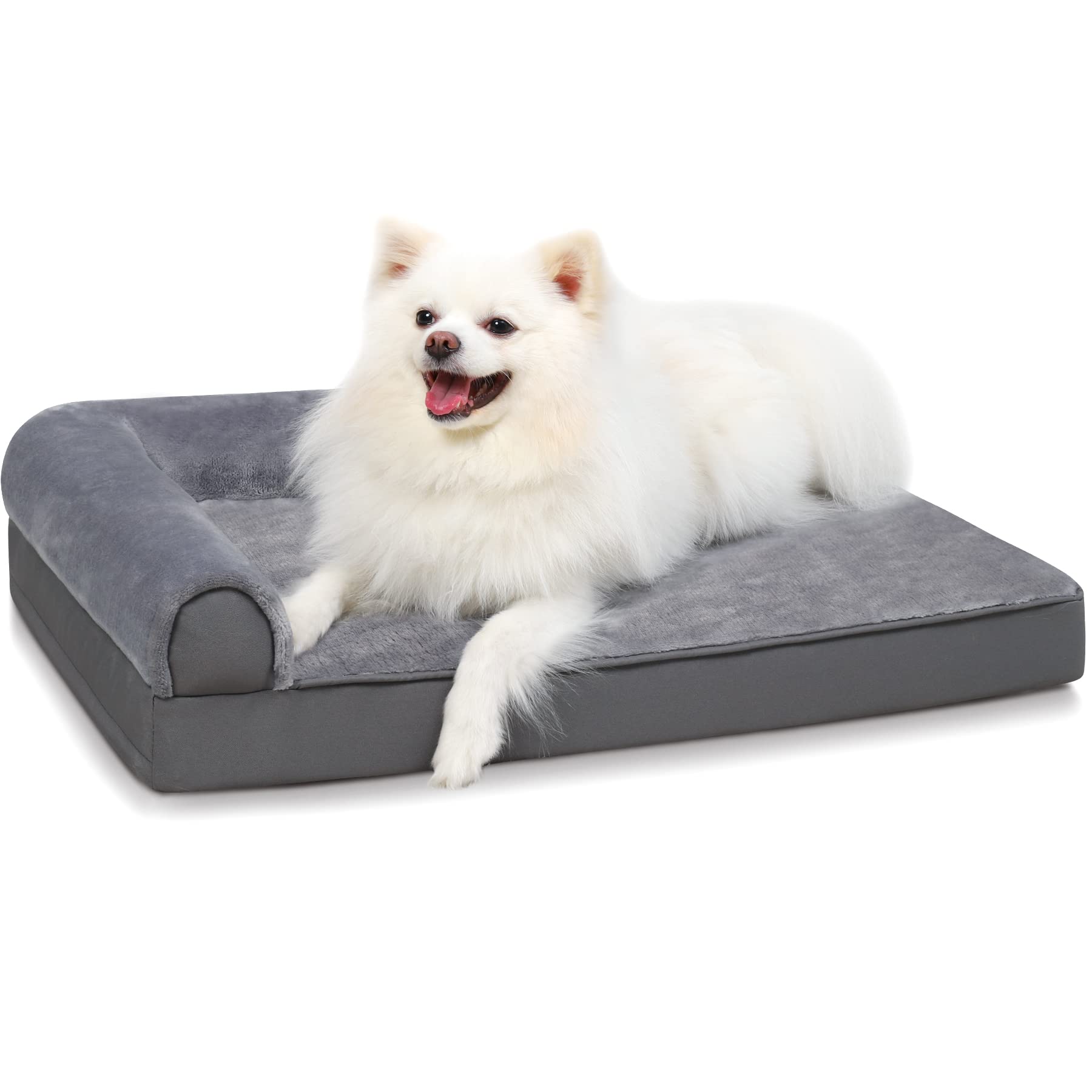 KSIIA Orthopedic Dog Bed - Waterproof Dog Couch Bed with Egg Crate Foam & Nonskid Bottom, 30 x 20 Inch, Gray