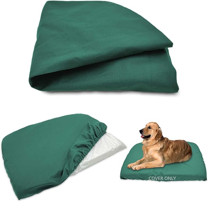 Dog Bed Cover Waterproof Replacement Machine Washable Covers for Dog Bed Heavy Duty Scratch Resistant Mattress Protector Pet Bed 41x27 Inch Dark Green Cover Only