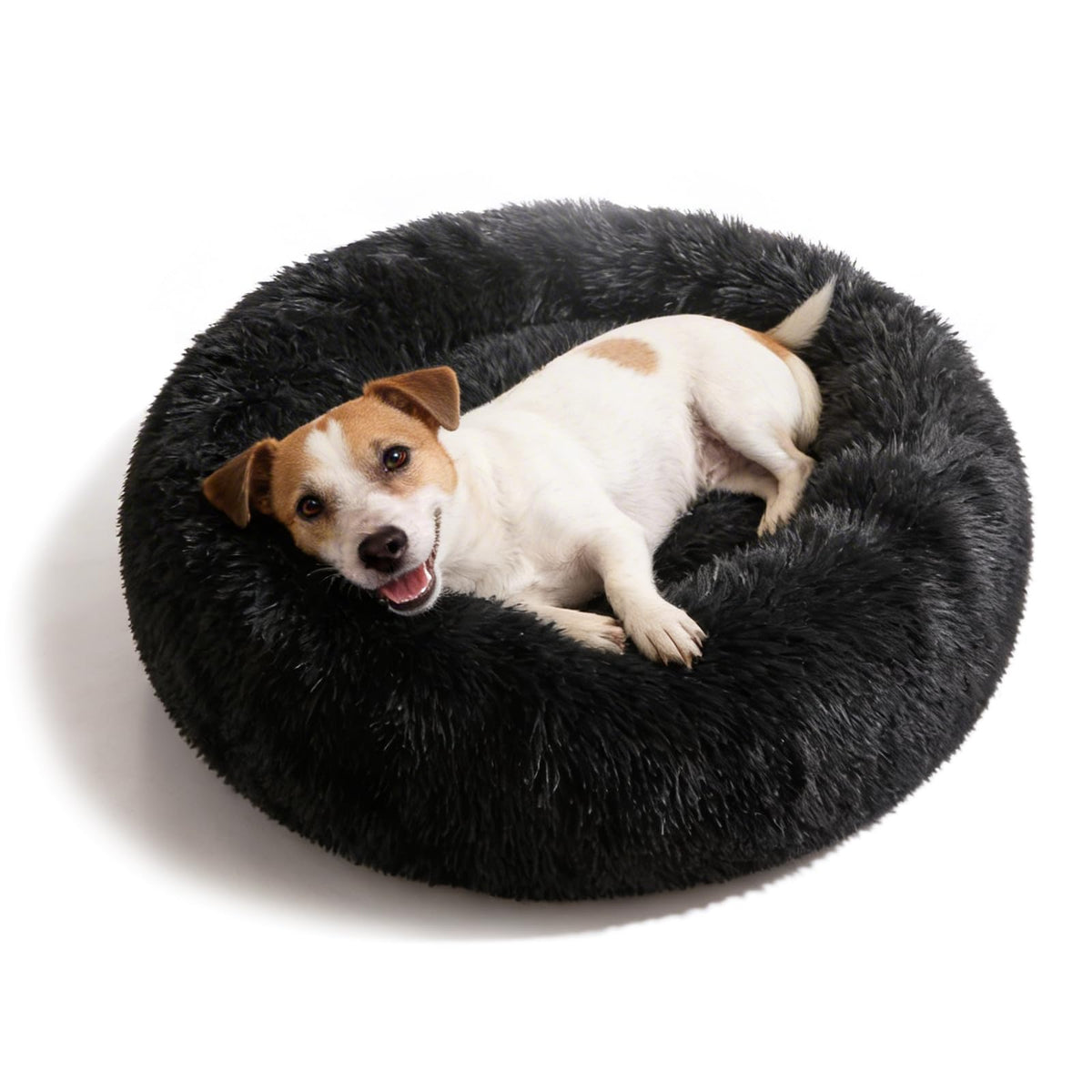 nononfish Round Calming Dog Bed,Plush Donut Pet Bed for Small Dogs