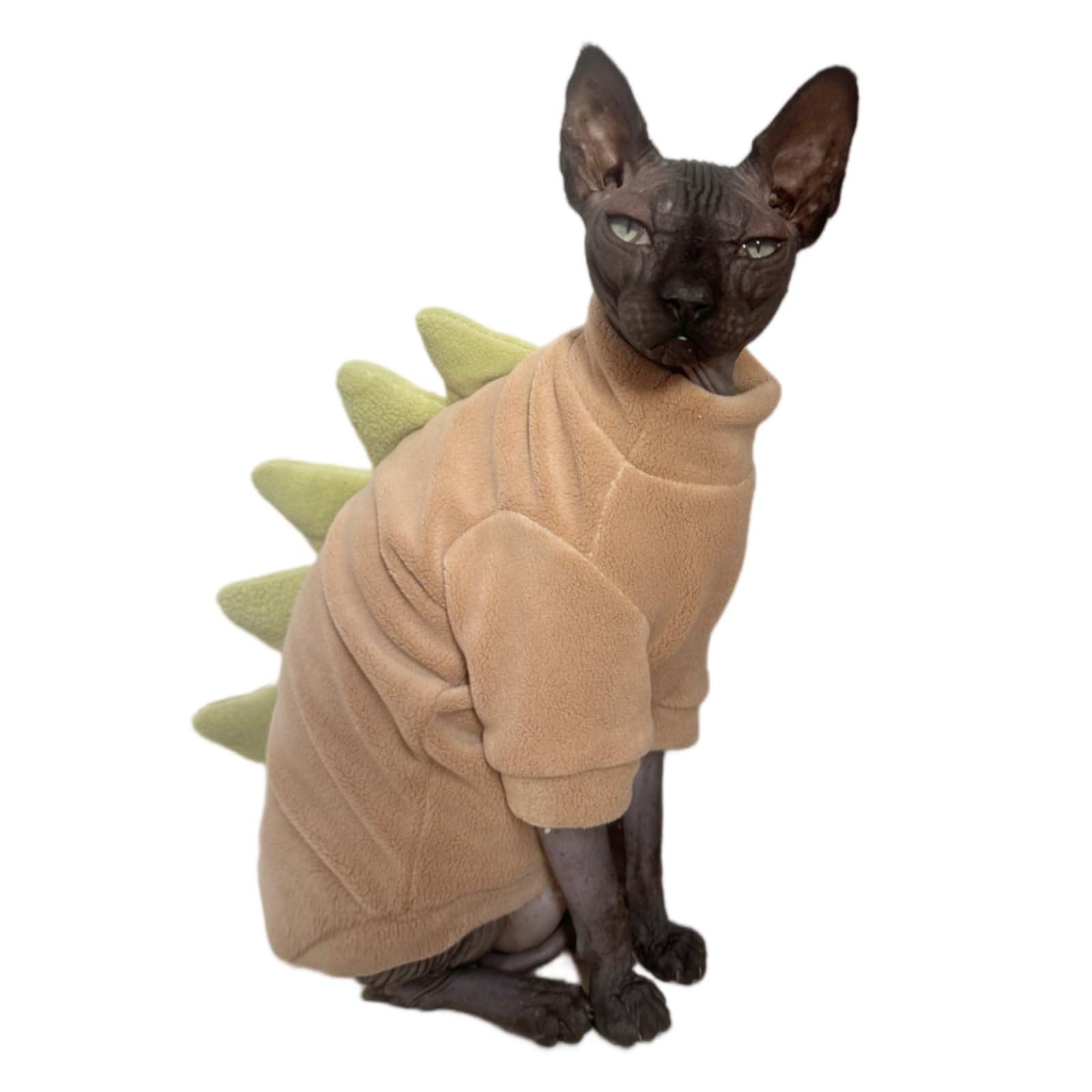 Khaki Dinosaur Sphynx Cat Clothes Sweater Hairless Cat Apparel
