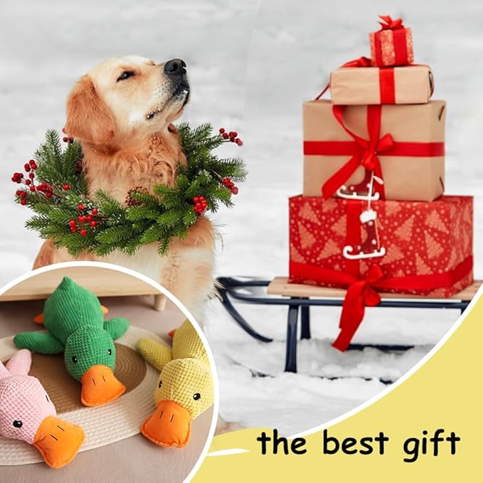 2025 Upgraded Dog Toys, New Durable Calming Duck Toys, Dog Toys for Aggressive Chewers with Soft Squeaker, Fun for Indoor Puppies and Senior Pups (Pink, XL-14.9 * 17.7in)