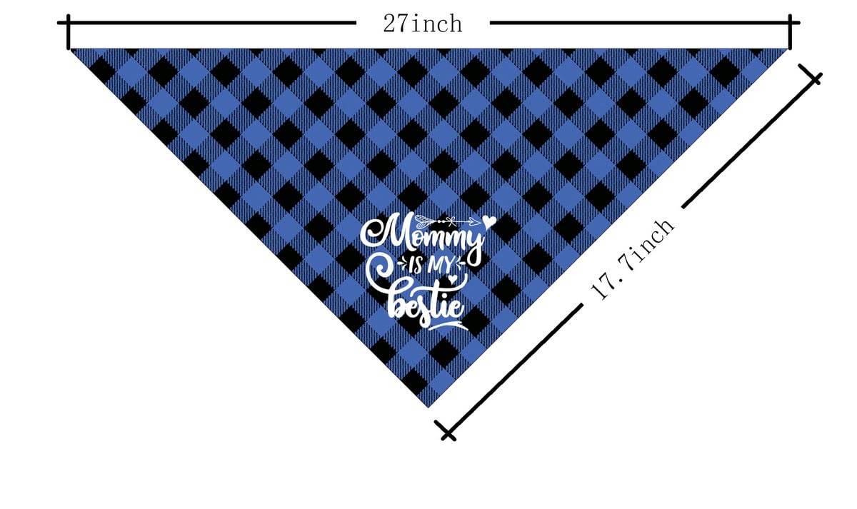 Dog Bandana for Happy Birthday Mom - Classical Plaid Printing Scarf Accessories, Pet Gift for Mom's Birthday Party (L16)