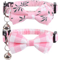 2 Pack Cat Collar Breakaway with Bow Tie and Bell Plaid Flower for Kitty