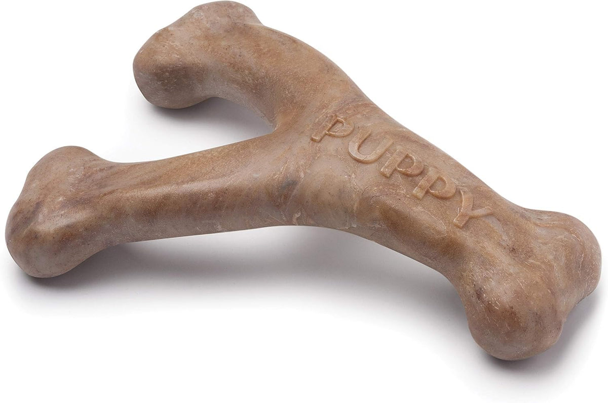 Benebone Puppy 2-Pack Dental Chew/Wishbone Dog Chew Toys, Real Bacon, Small