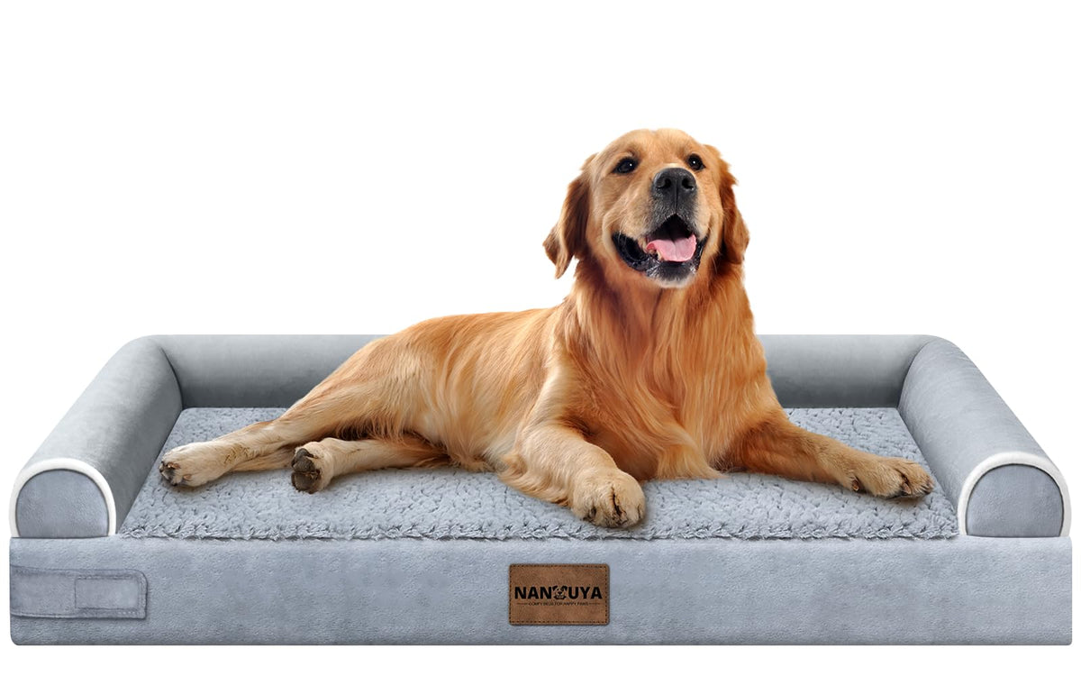 NANUYA Orthopedic Dog Bed for Jumbo Dogs, 48 x 33 Inch, Light Grey