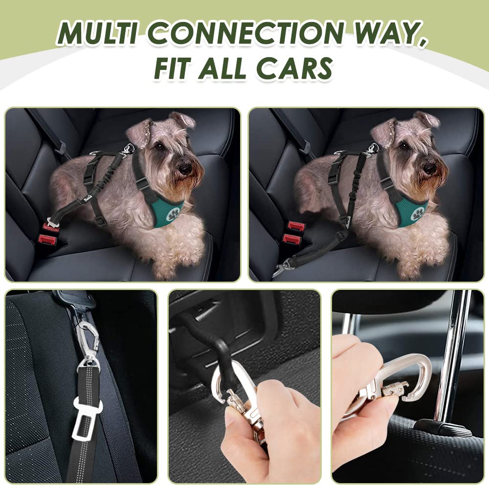 SlowTon Dog Seat Belt and Harness for Car, 2 in 1 Seatbelt Buckle, B M
