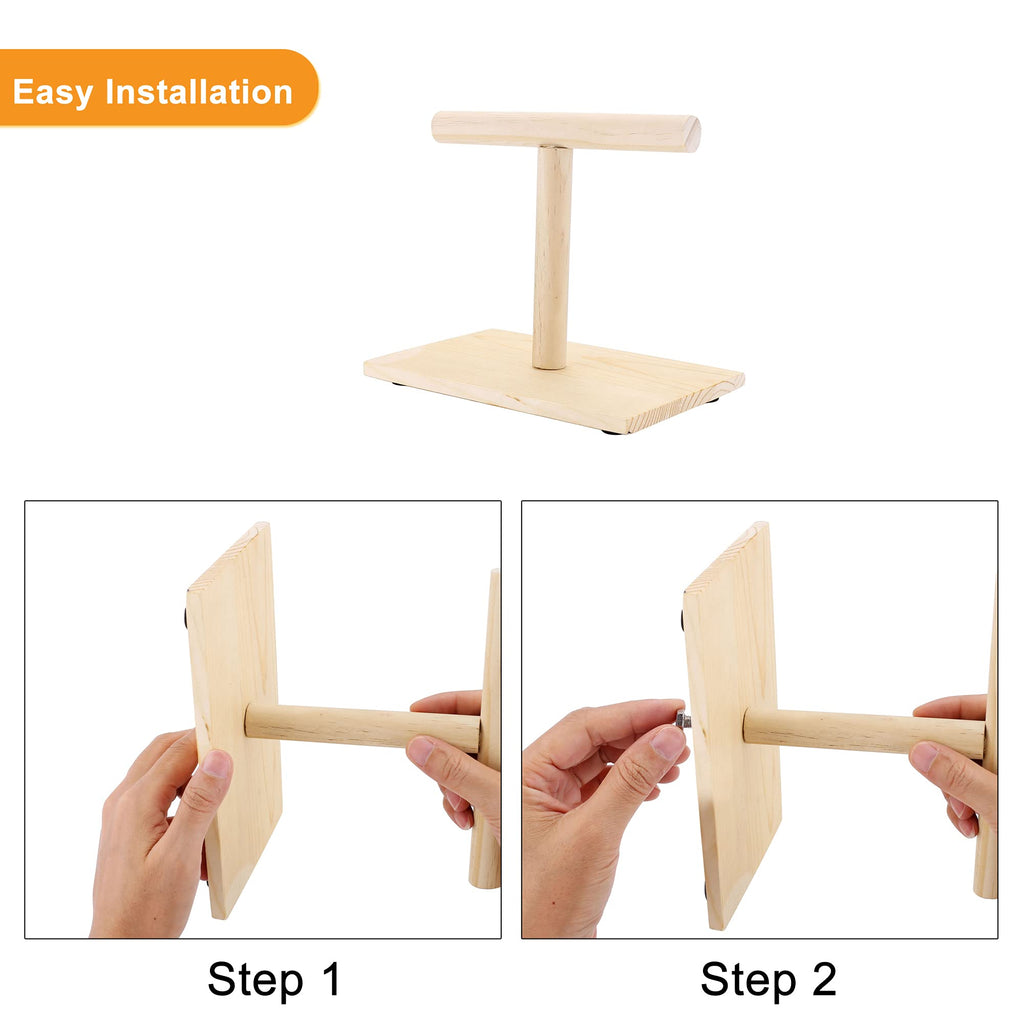 Filhome Wooden Bird Training Stand Portable Tabletop Bird Perch T-Stand
