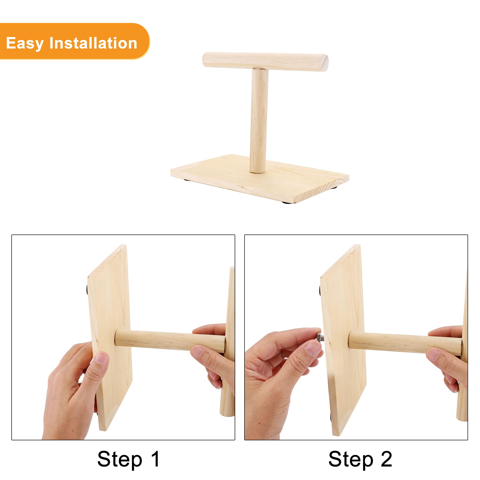 Filhome Wooden Bird Training Stand Portable Tabletop Bird Perch T-Stand
