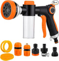 Dog Wash Hose Attachment, 8 in 1 Garden Hose Nozzle Sprayer with 4 extra connectors, Adopted in Watering Flowers, Car Wash, Dog and Horse Showering