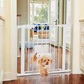 MYPET North States Wide Walk Thru EasyPass Pet Gate with Patented Adjustable pet Door: 29.75-37.5" Wide Dog Gate. Pressure Mount, No Tools Needed. Dog Gates for The House, 30" Tall, White