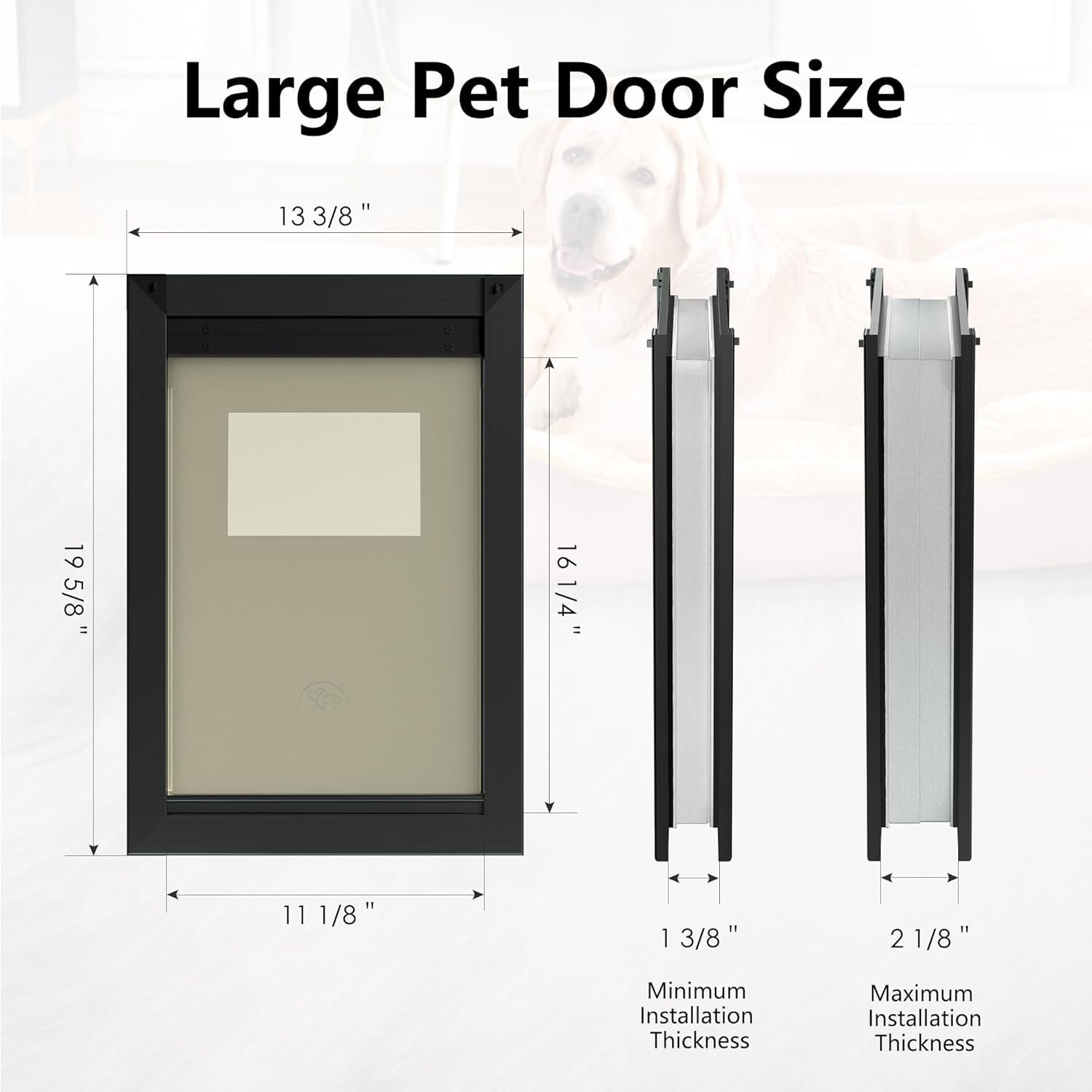 MAVRICPOWER Weatherproof Aluminum Large Dog Door for Door