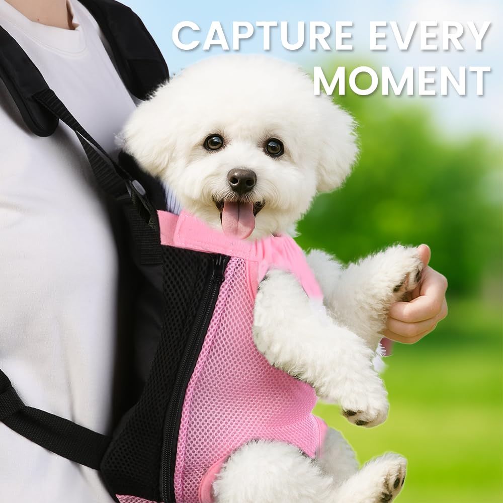 Mosago Dog Backpack Carrier, Front Chest Carrier for Small Dogs, Pink, XL