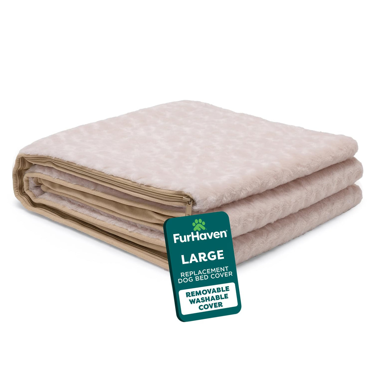Furhaven Replacement Dog Bed Cover Ultra Plush Faux Fur & Suede Contour Luxe Lounger, Machine Washable - Gray, Large