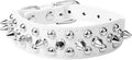 Spiked Dog Collar Soft Pu Leather Mushrooms Rivet Spike Studded Puppy Adjustable Pet Collars for Small Breeds (L, White)