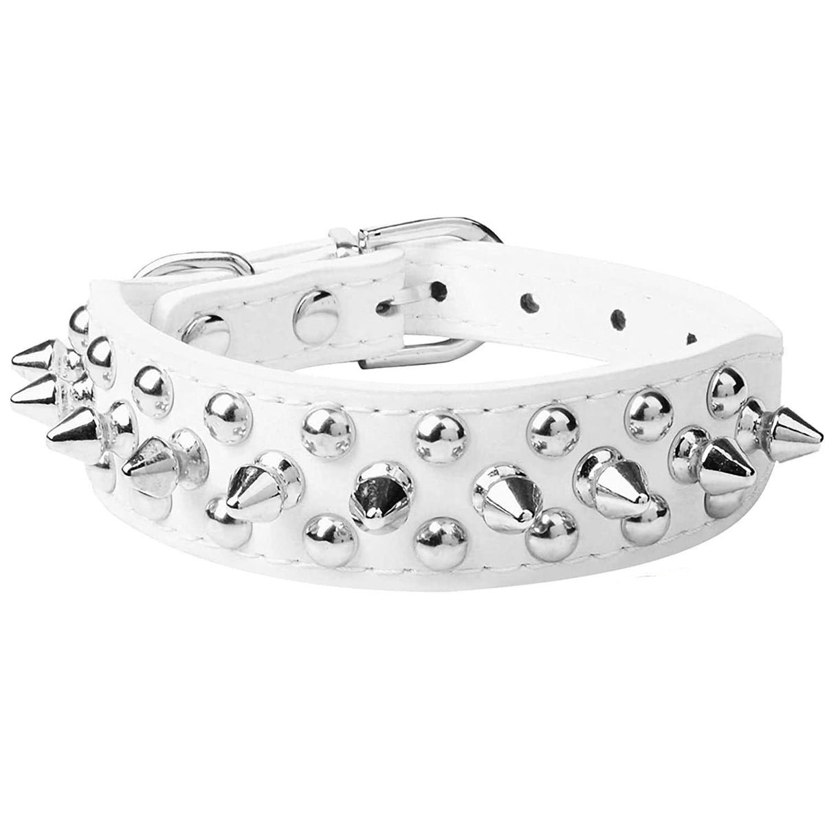haoyueer Spiked Dog Collar Soft Pu Leather Mushrooms Rivet Spike Studded Puppy Adjustable Pet Collars for Small Breeds (XS, Yellow)