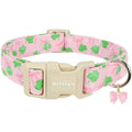 Astdogio St. Patrick's Day Dog Collar,Pink Bow with Green Clover Puppy Collar,Adjustable Spring Cotton Collars Gifts for Small Medium Large Dogs,Dog Accessories S