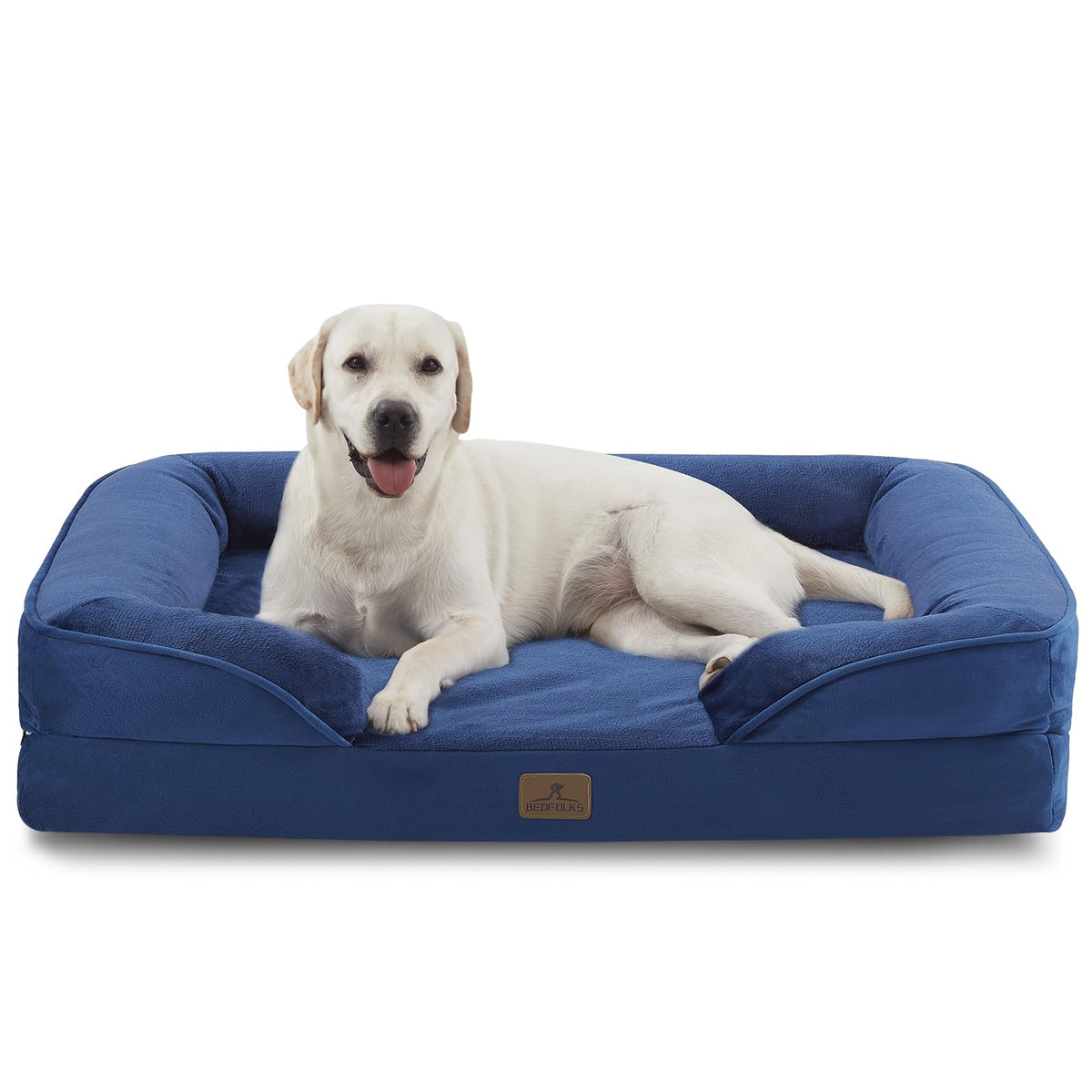 Bedfolks Orthopedic Dog Bed, Big Waterproof Dog Sofa Bed for Large Dogs, Egg Foam Pet Couch Bed with Removable Washable Cover and Nonslip Bottom, Black