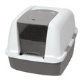 Catit Airsift Jumbo Hooded Litter Pan, Warm Gray/White
