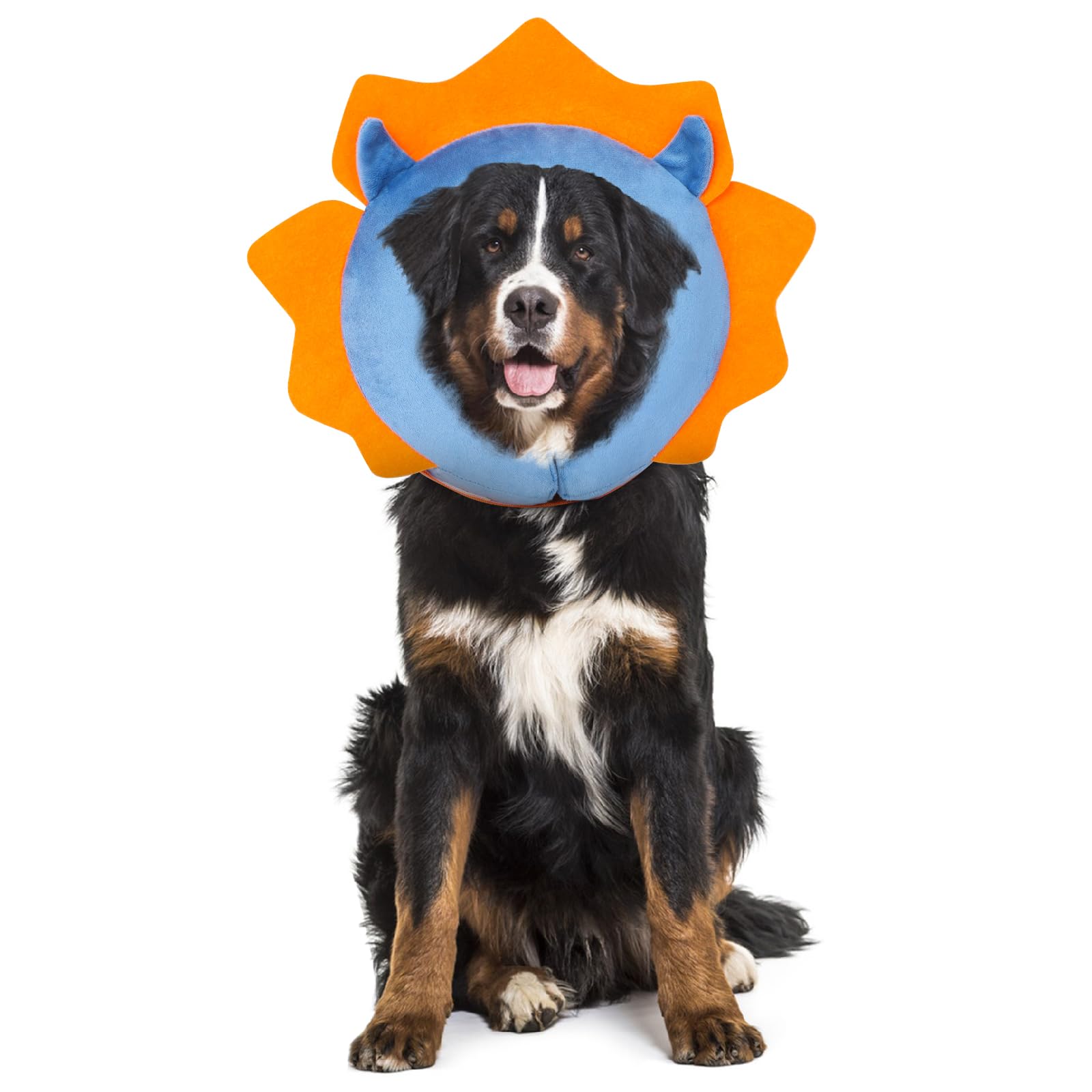 IEUUMLER Inflatable Recovery Dog Collar, Protective Donut Cone, Adjustable Soft Collar for Dog and Cat After Surgery Prevent from Biting & Scratching EU002 - Blue Demon L+