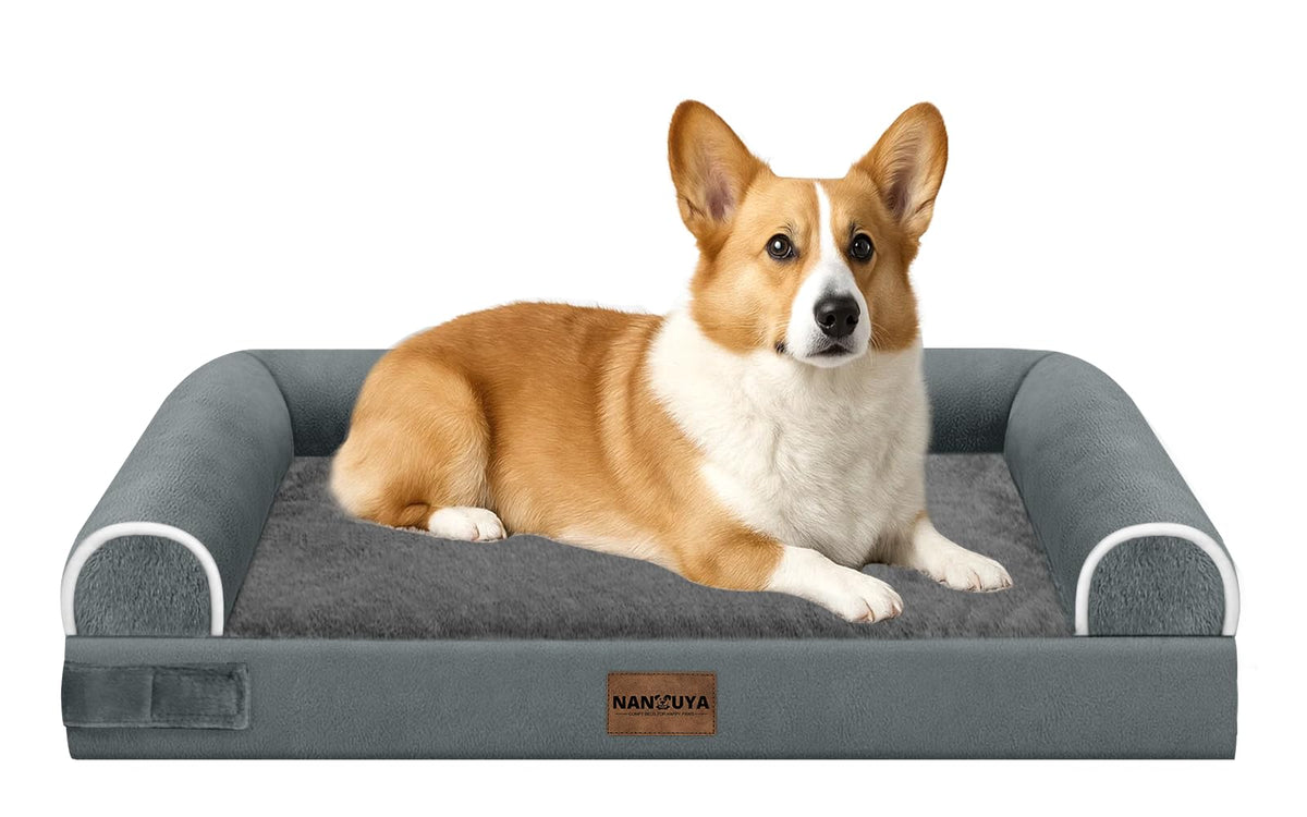 NANUYA Orthopedic Dog Bed for Jumbo Dogs, 48 x 33 Inch, Light Grey