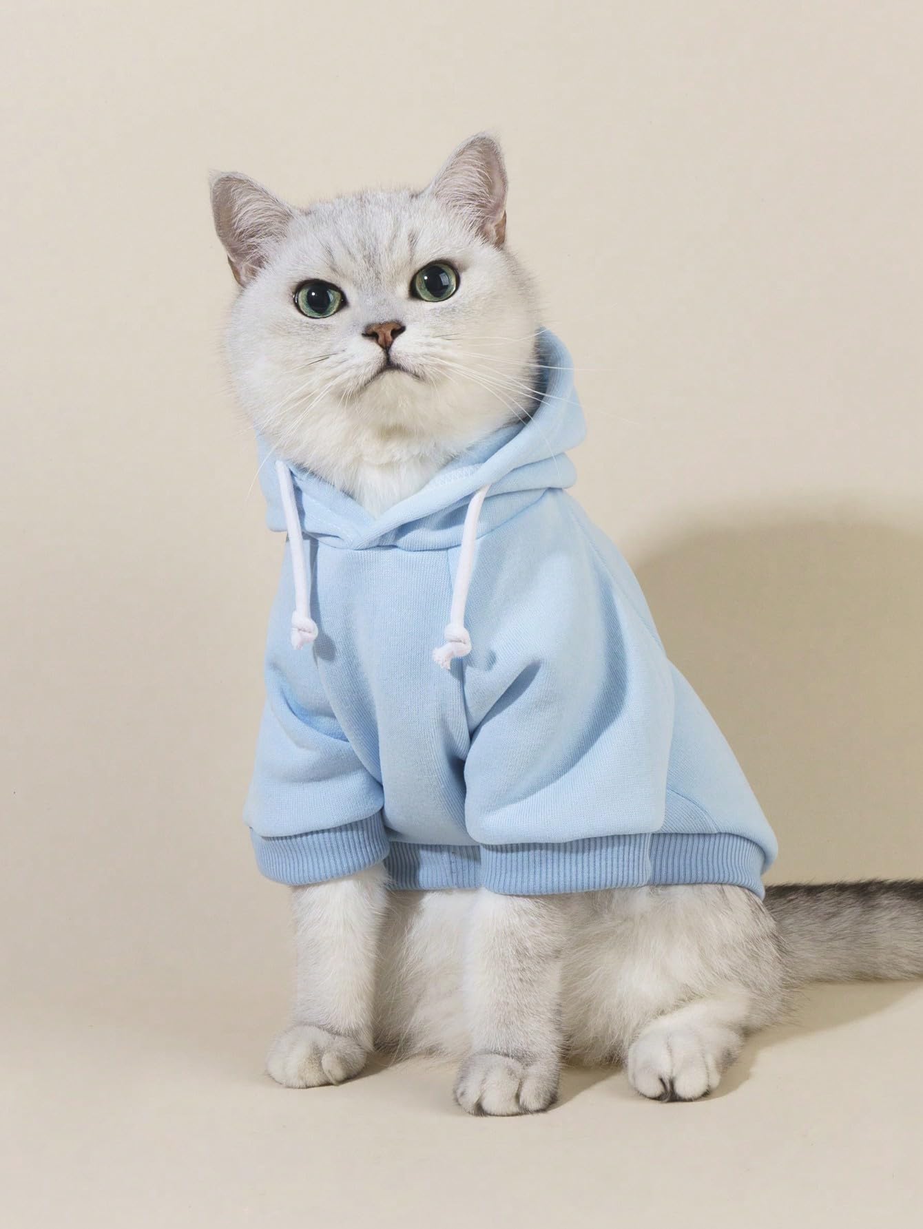 QWINEE Basic Dog Hoodie Sweatshirt Puppy Sweater Warm Cat Costumes Pet Clothes for Chihuahua Puppy Kitten Small Medium Dogs Light Blue XX-Small