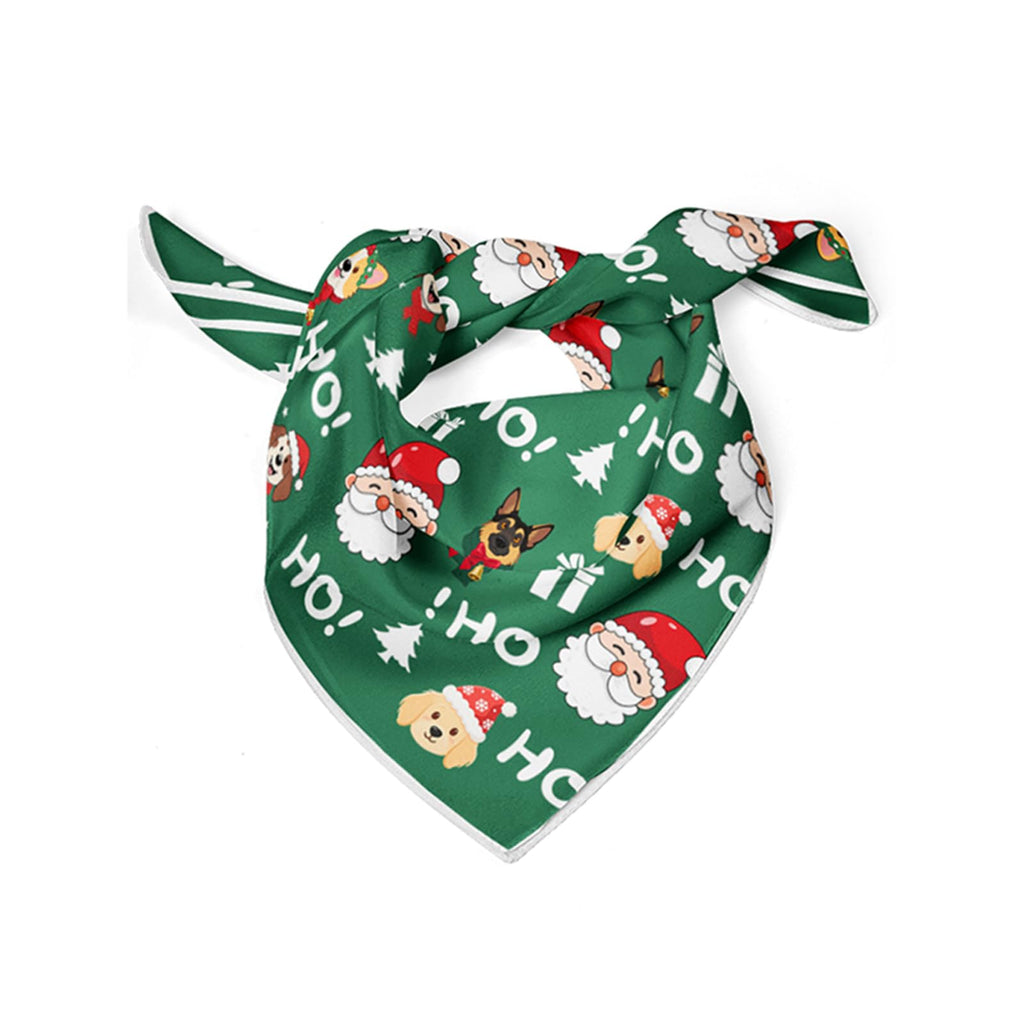 PAPIAMEN Christmas Dog Bandanas Santa Claus Dogs Scarf for Boy and Girl,Reflective Dog Bandana for Night Safety,Adjustable Cat Dogs Triangle Pet Scarves for Small Dogs,Green,S