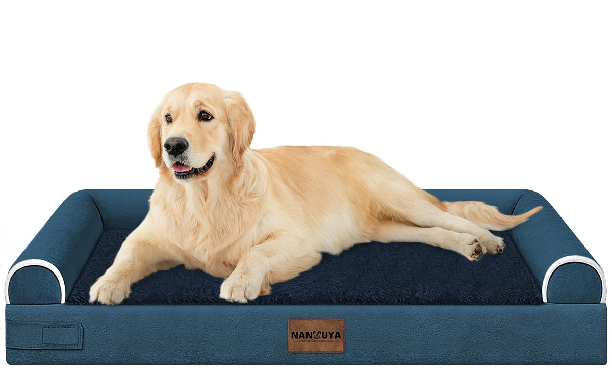 NANUYA Orthopedic Dog Bed for Jumbo Dogs, 48 x 33 Inch, Light Grey
