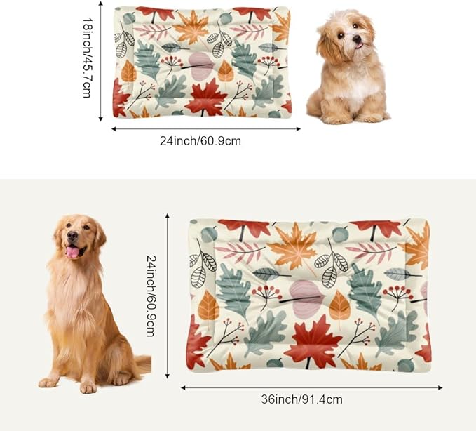 Colorful Leaf Seamless Dogs Beds Dog Bed Anti Slip Bed Mats for Dogs Warm for Non- Slip Bottom Winter Pet Supplies Multi- Scenario Big Dog Beds Gift Printed Cat 24× 18 Inch