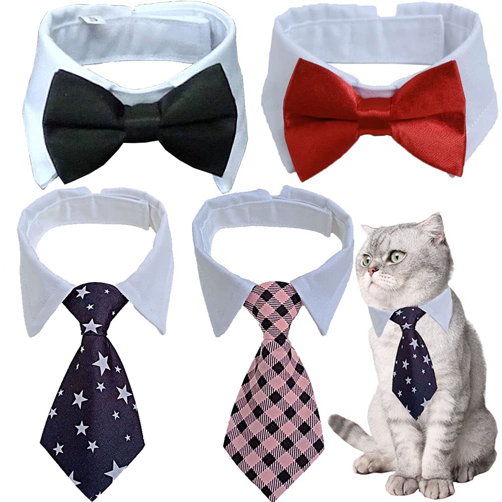 8 Pieces Pets Dog Cat Bowtie Pet Sunglasses Pet Costume Adjustable Formal Necktie Collar for Cats Small Dogs Puppy Grooming Accessories (Black/red + Glasses)