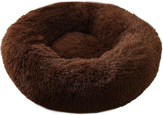 Plush Calming Donut Dog Bed for Small to Medium Dogs, 28 Inch Round Pet Bed