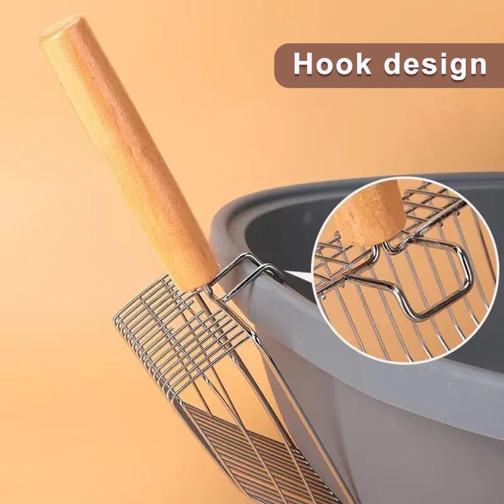 XIHUADOU Cat Litter Scoop, Stainless Steel Metal Mesh Scoop with 7 mm Gaps